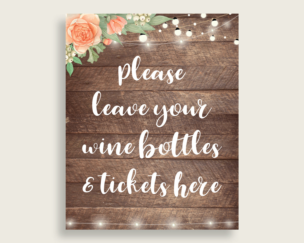 Wine Raffle Bridal Shower Wine Raffle Rustic Bridal Shower Wine Raffle Bridal Shower Flowers Wine Raffle Brown Beige printables party SC4GE