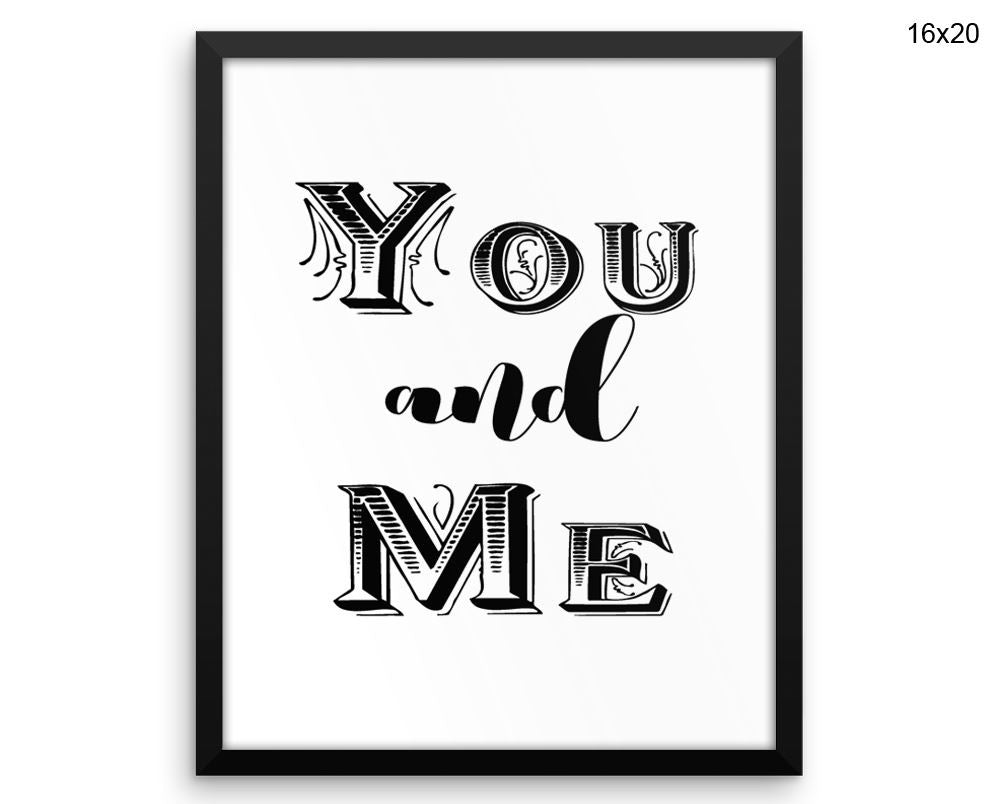 You And Me Print, Beautiful Wall Art with Frame and Canvas options available Love Decor