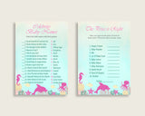 Under The Sea Baby Shower Games Printable Pack, Pink Green Baby Shower Games Package Girl, Under The Sea Games Bundle Set, Instant uts01