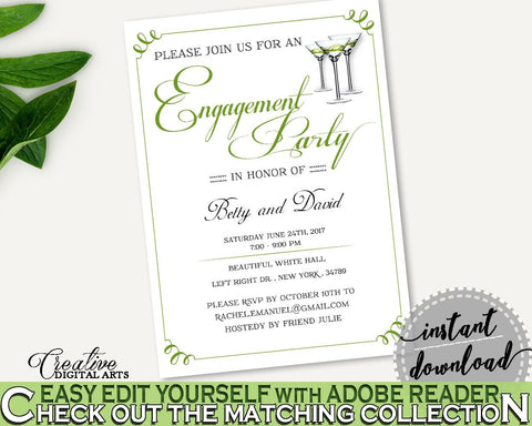 Engagement Party Invitation Bridal Shower Engagement Party Invitation Modern Martini Bridal Shower Engagement Party Invitation Bridal ARTAN - Digital Product