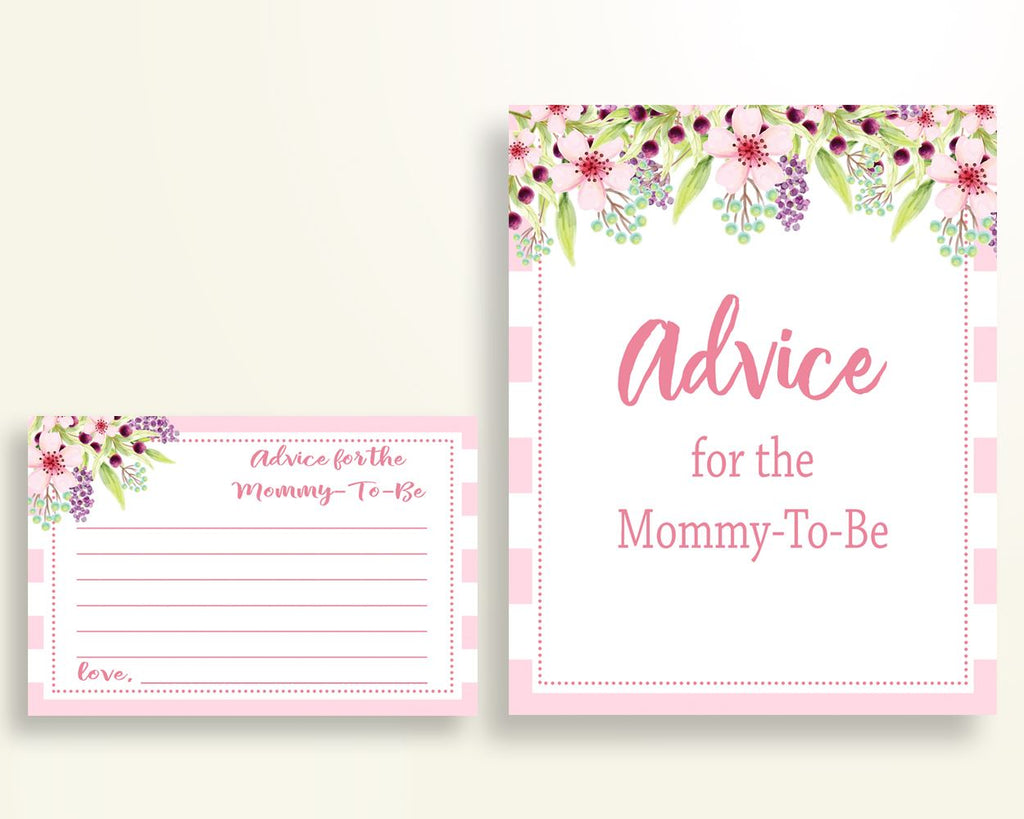 Advice Cards Baby Shower Advice Cards Pink Baby Shower Advice Cards Baby Shower Flowers Advice Cards Pink Green digital download 5RQAG - Digital Product