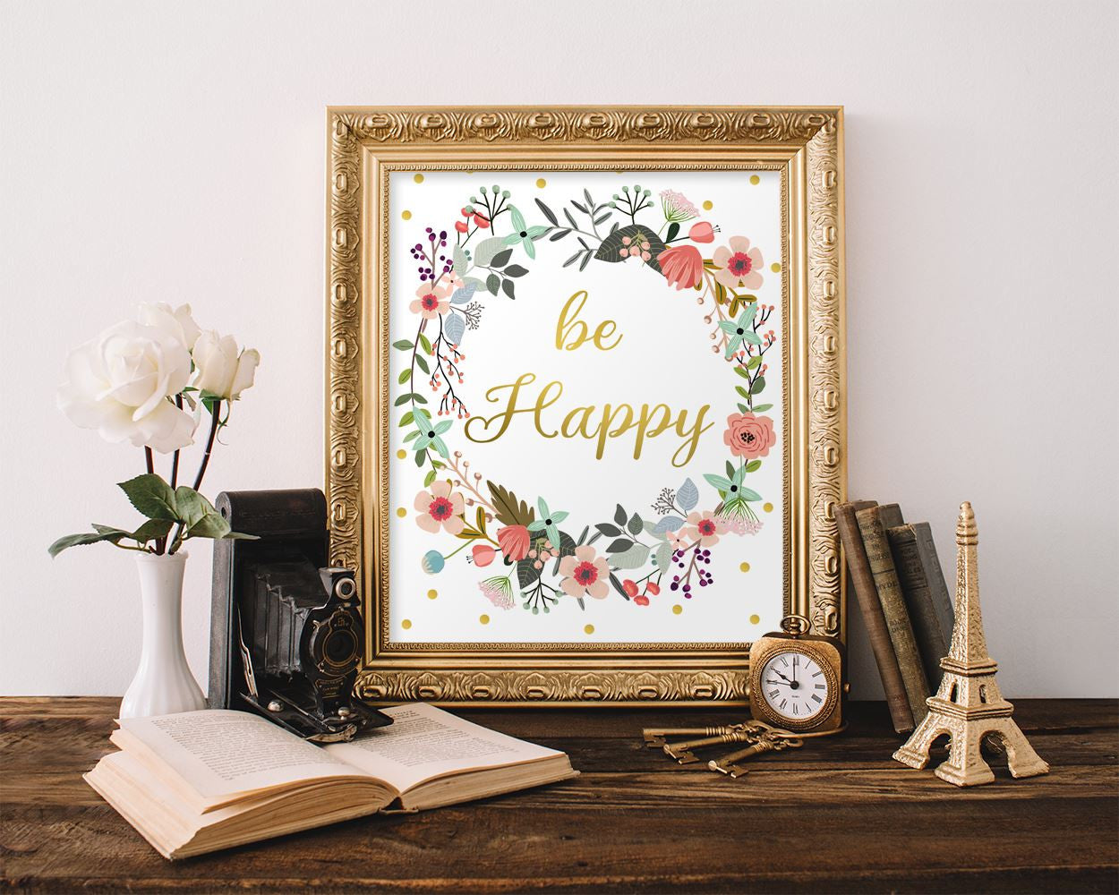 Wall Decor Be Happy Printable Be Happy Prints Be Happy Sign Be Happy Inspirational Art Be Happy Inspirational Print Be Happy Printable Art - Digital Download