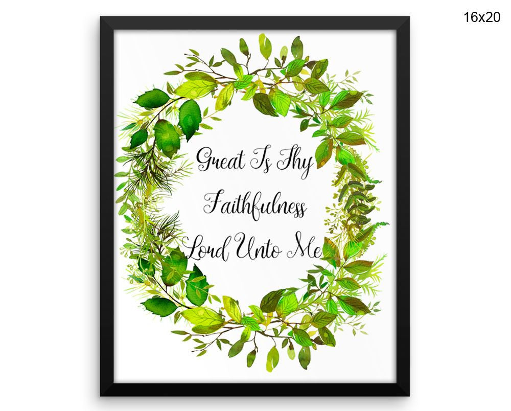 Faithfulness Print, Beautiful Wall Art with Frame and Canvas options available Floral Wreath Decor