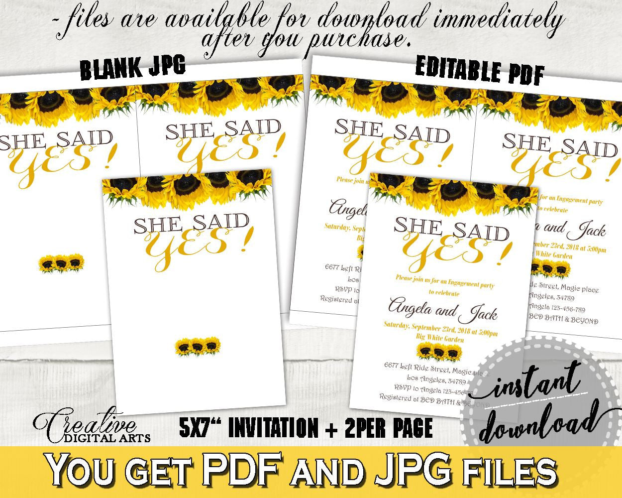 Invitation Template Bridal Shower Invitation Template Sunflower Bridal Shower Invitation Template Bridal Shower Sunflower Invitation SSNP1 - Digital Product