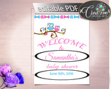 Welcome Sign Baby Shower Welcome Sign Owl Baby Shower Welcome Sign Baby Shower Owl Welcome Sign Pink Blue party organization prints owt01