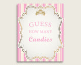 Pink Gold Candy Guessing Game, Royal Princess Baby Shower Girl Sign And Cards, Guess How Many Candies, Candy Jar Game, Jelly Beans rp002