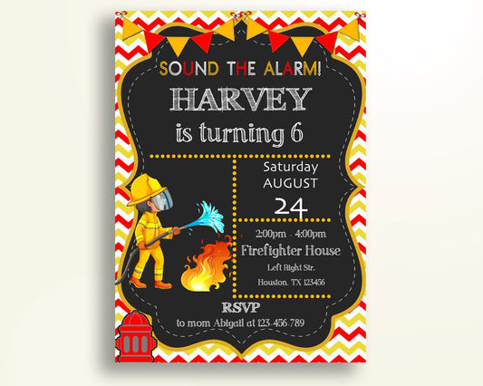 Fireman Birthday Invitation Fireman Birthday Party Invitation Fireman Birthday Party Fireman Invitation Boy firefighter invite F3113 - Digital Product