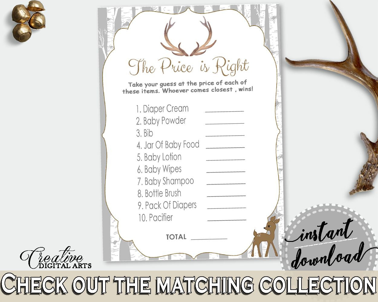 Price Is Right Baby Shower Price Is Right Deer Baby Shower Price Is Right Baby Shower Deer Price Is Right Gray Brown - Z20R3 - Digital Product