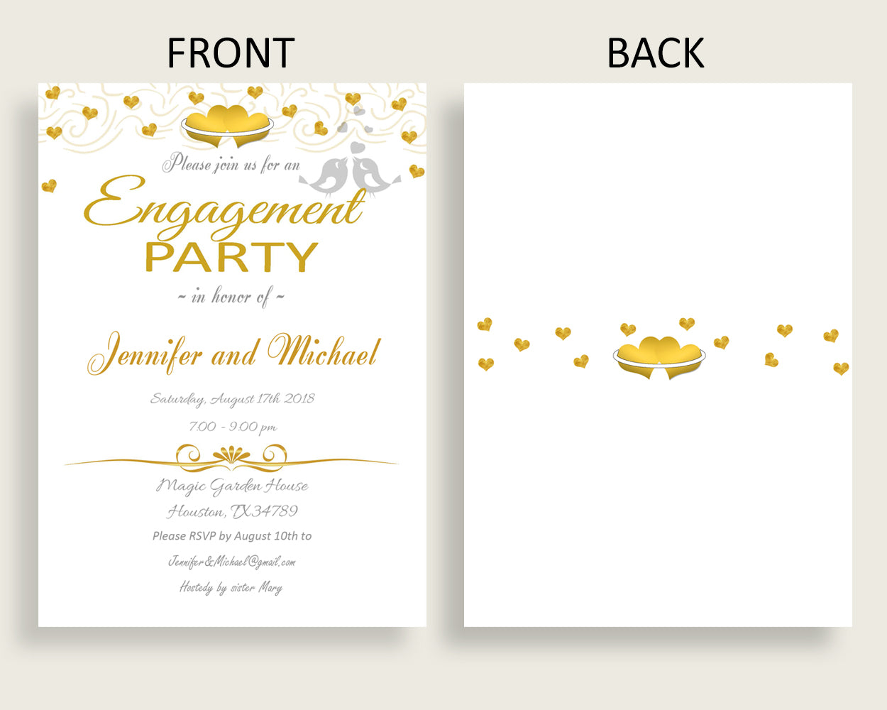 Engagement Party Invitation Bridal Shower Engagement Party Invitation Gold Hearts Bridal Shower Engagement Party Invitation Bridal 6GQOT