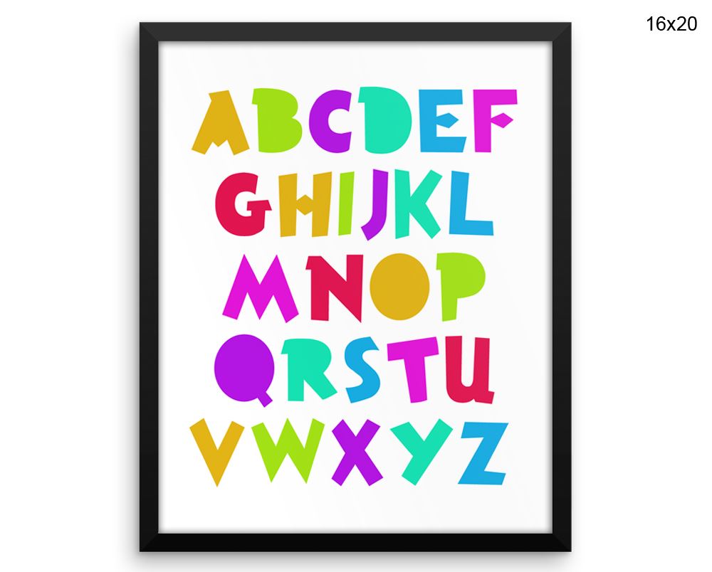 Alphabet Abc Print, Beautiful Wall Art with Frame and Canvas options available Nursery Decor