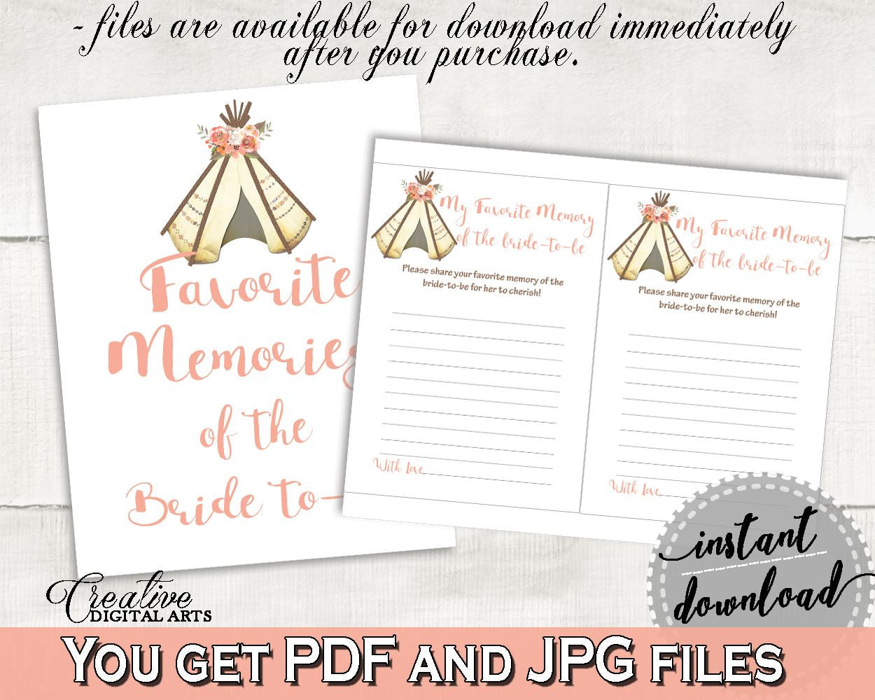 Favorite Memories Bridal Shower Favorite Memories Tribal Bridal Shower Favorite Memories Bridal Shower Tribal Favorite Memories Pink 9ENSG - Digital Product