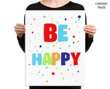 Colorful Happy Print, Beautiful Wall Art with Frame and Canvas options available Nursery Decor