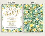 Tropical Baby Shower Invitations Printable, Digital Or Printed Invitation Baby Shower Gender Neutral, Editable Invitation Green Yellow 4N0VK