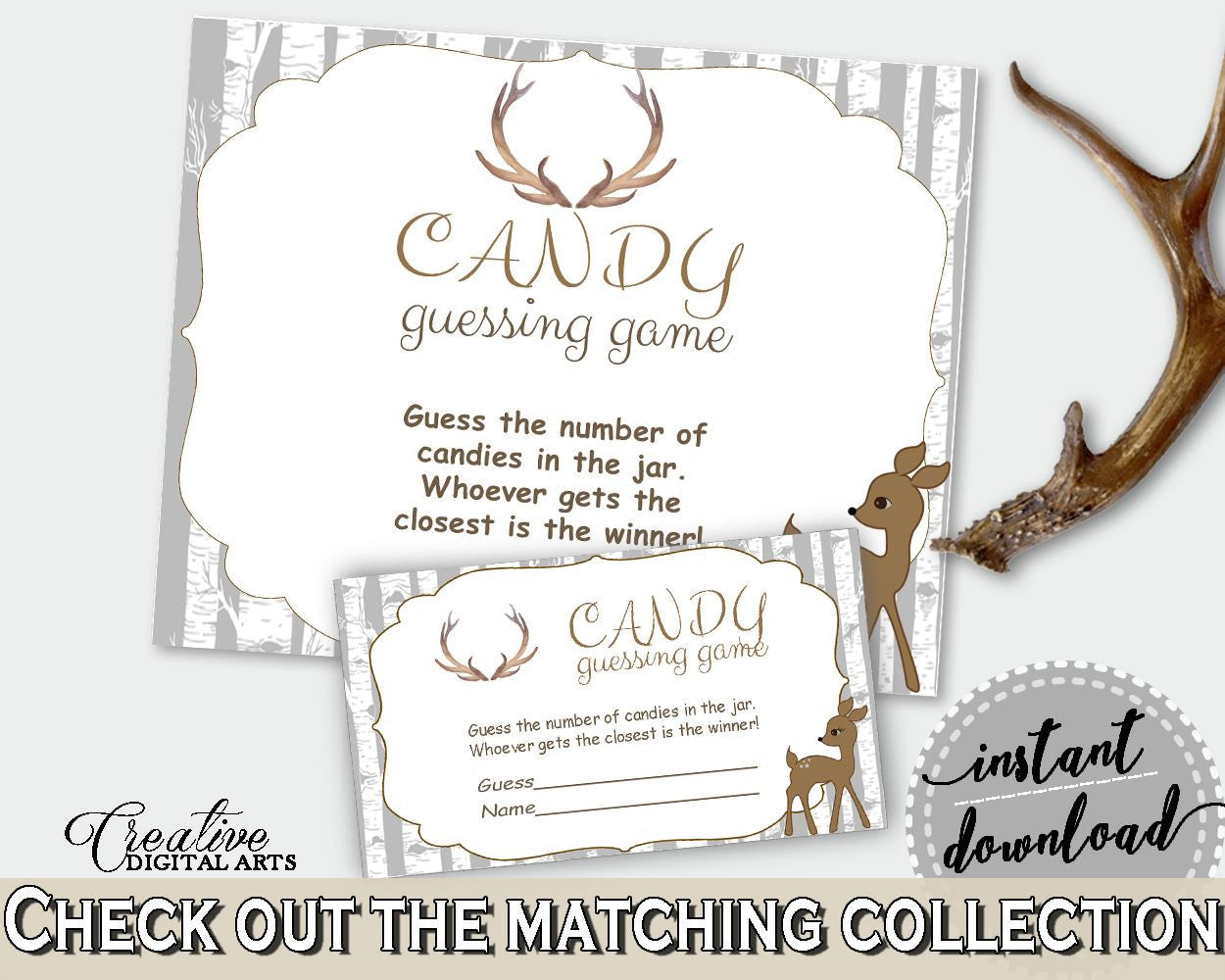 Candy Guessing Game Baby Shower Candy Guessing Game Deer Baby Shower Candy Guessing Game Baby Shower Deer Candy Guessing Game Gray Z20R3 - Digital Product