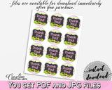 Baby shower THANK YOU round tag or sticker printable with green alligator and pink color theme for girl, instant download - ap001