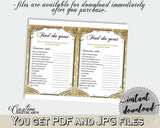 Gold And Yellow Glittering Gold Bridal Shower Theme: Find The Guest Game - shower icebreaker, rich shower, party organizing, prints - JTD7P - Digital Product