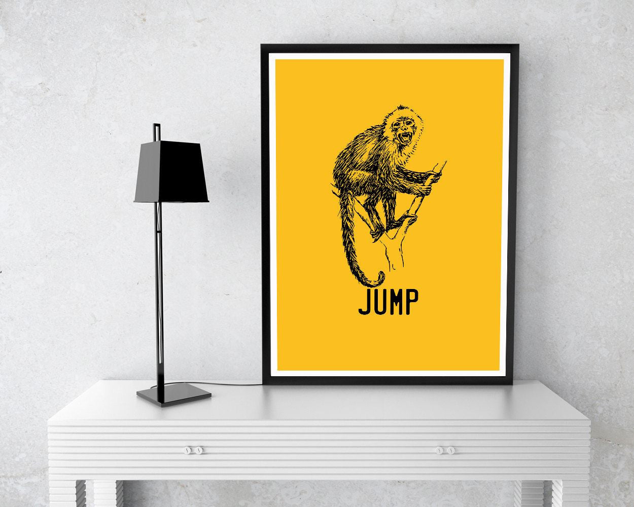 Wall Decor Monkey Printable Jump Prints Monkey Sign Jump Living Room Art Jump Living Room Print Monkey Printable Art Monkey wild - Digital Download