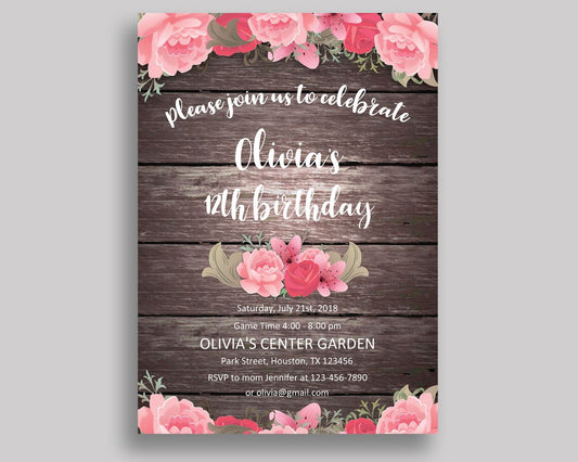 Rustic Wood Birthday Invitation Rustic Wood Birthday Party Invitation Rustic Wood Birthday Party Rustic Wood Invitation Girl BVMD4 - Digital Product