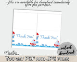 Thank You Card Baby Shower Thank You Card Nautical Baby Shower Thank You Card Baby Shower Nautical Thank You Card Blue Red printable - DHTQT - Digital Product
