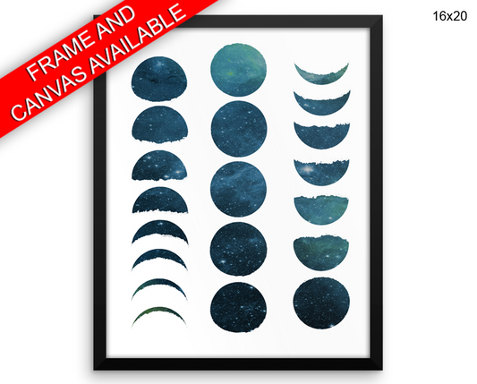 Moon Phases Print, Beautiful Wall Art with Frame and Canvas options available Bedroom Decor