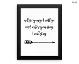 Ruth Quote Print, Beautiful Wall Art with Frame and Canvas options available Faith Decor