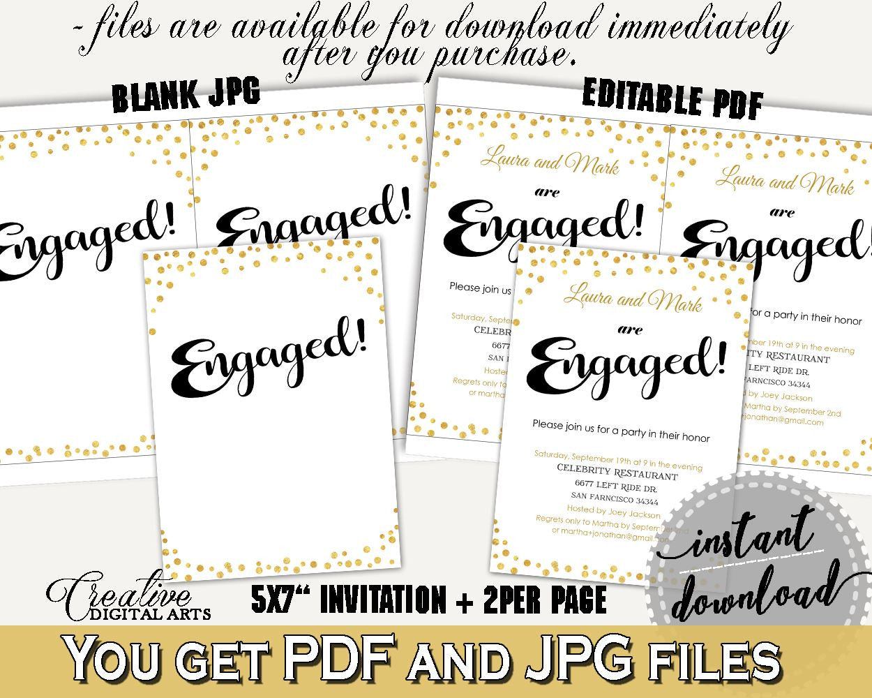 Engagement Invitation Bridal Shower Engagement Invitation Confetti Bridal Shower Engagement Invitation Bridal Shower Confetti CZXE5 - Digital Product