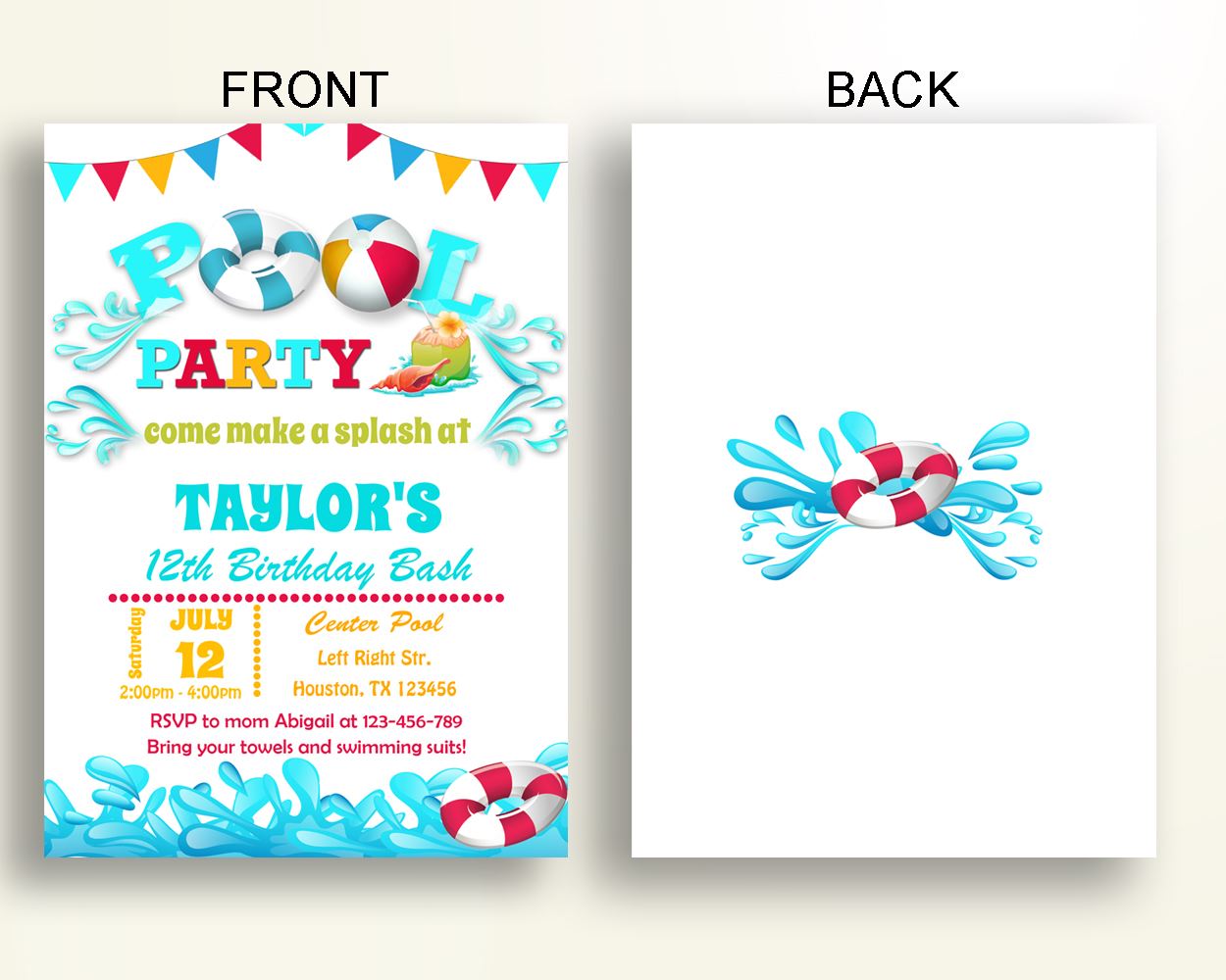 Pool Birthday Invitation Pool Birthday Party Invitation Pool Birthday Party Pool Invitation Boy Girl summer invitation summer pool G3C3V - Digital Product