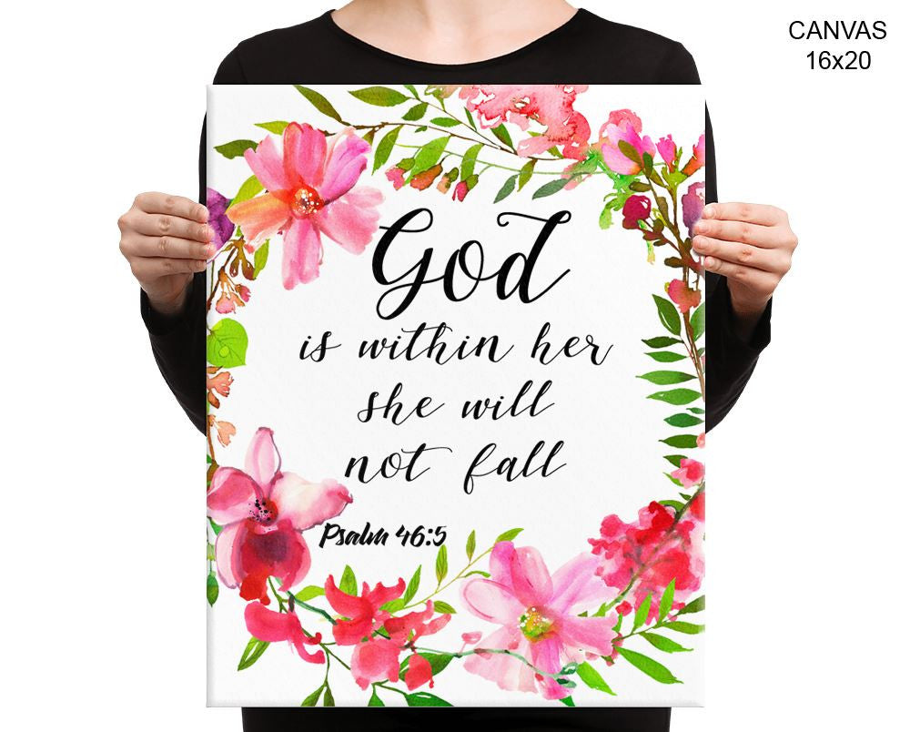 God Is Within Her She Will Not Fall Print, Beautiful Wall Art with Frame and Canvas options