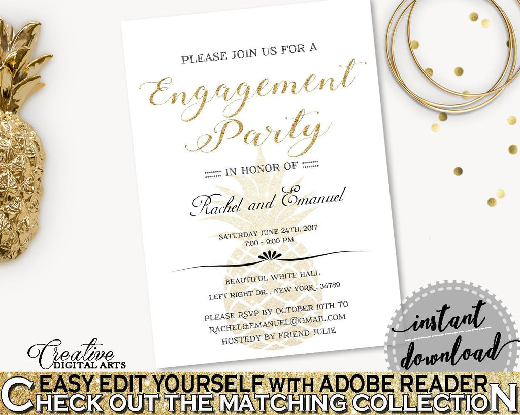 Engagement Party Invitation Editable Bridal Shower Engagement Party Invitation Editable Pineapple Bridal Shower Engagement Party 86GZU - Digital Product