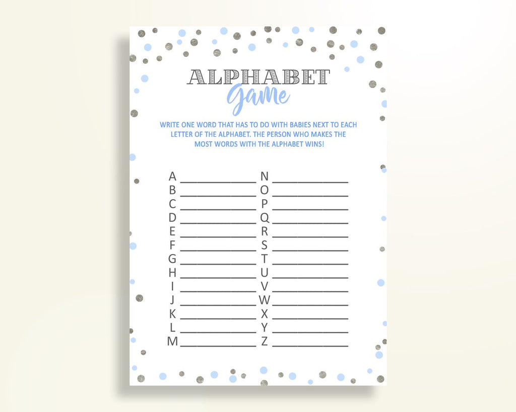 Alphabet Game Baby Shower Abc Game Blue And Silver Baby Shower Alphabet Game Blue Silver Baby Shower Blue And Silver Abc Game prints OV5UG - Digital Product