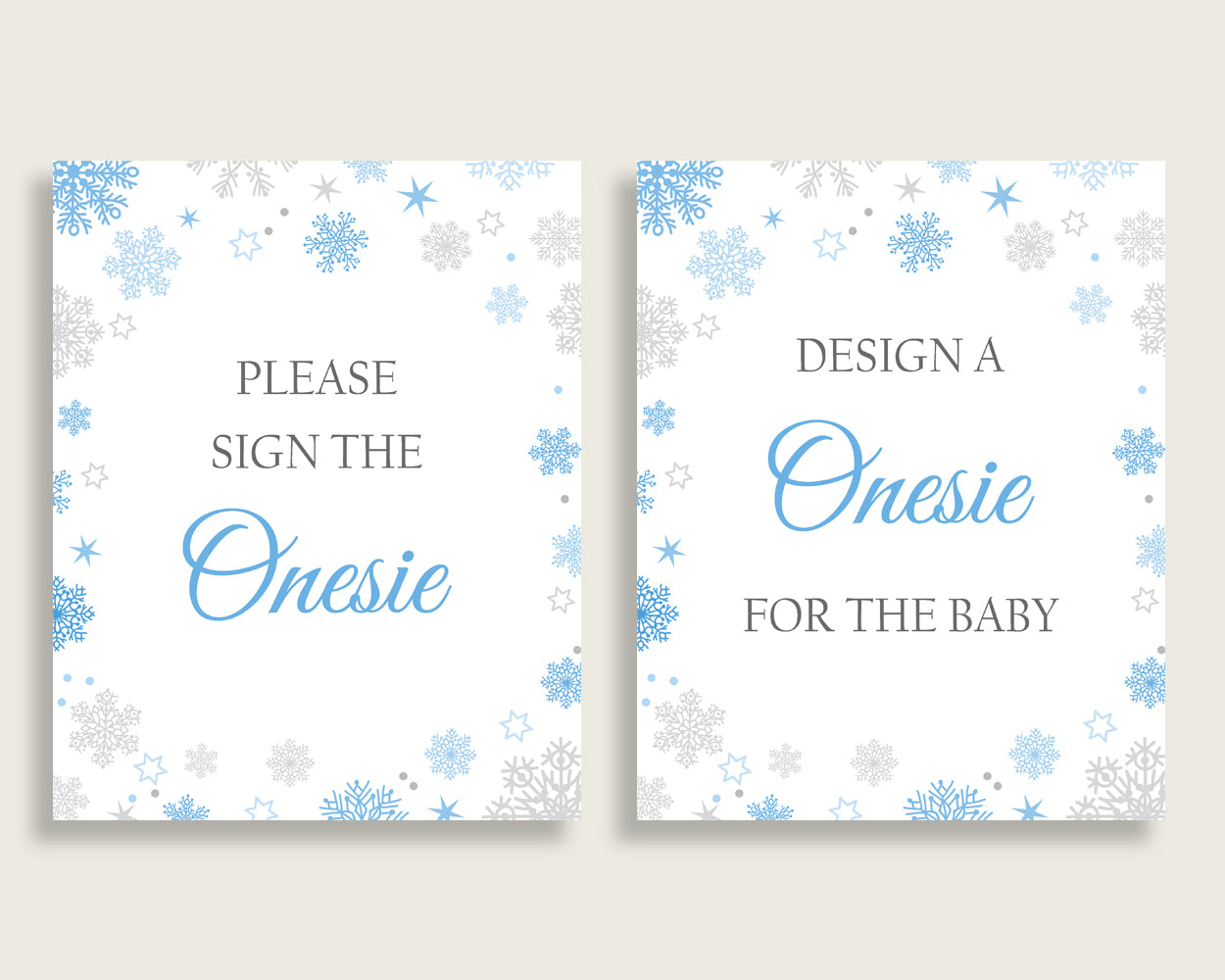 Sign The Onesie Baby Shower Design A Onesie Snowflake Baby Shower Sign The Onesie Blue Gray Baby Shower Snowflake Design A Onesie NL77H