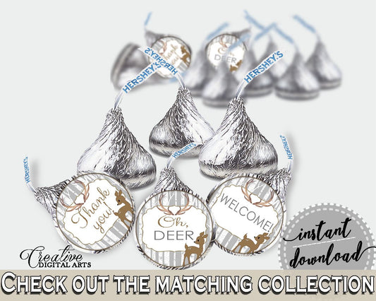 Hershey Kisses Baby Shower Hershey Kisses Deer Baby Shower Hershey Kisses Baby Shower Deer Hershey Kisses Gray Brown printables, party Z20R3 - Digital Product