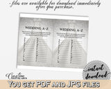 Silver And White Silver Wedding Dress Bridal Shower Theme: Wedding A-Z Game - grammar game, wedding sparkle, party decorations - C0CS5 - Digital Product