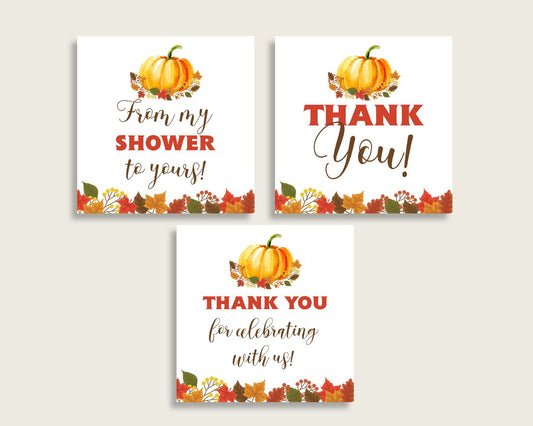 Thank You Tags Baby Shower Thank You Tags Fall Baby Shower Thank You Tags Baby Shower Pumpkin Thank You Tags Orange Brown pdf jpg BPK3D - Digital Product