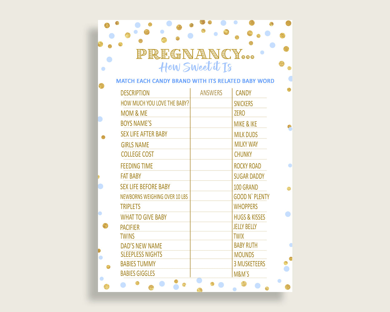 Candy Bar Game Baby Shower Candy Bar Game Confetti Baby Shower Candy Bar Game Blue Gold Baby Shower Confetti Candy Bar Game pdf jpg cb001