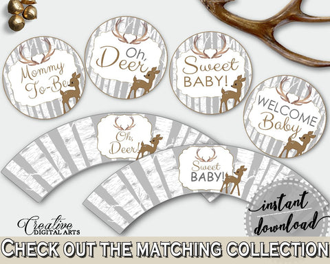 Cupcake Toppers And Wrappers Baby Shower Cupcake Toppers And Wrappers Deer Baby Shower Cupcake Toppers And Wrappers Baby Shower Deer Z20R3 - Digital Product