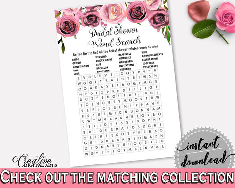 Word Search Bridal Shower Word Search Floral Bridal Shower Word Search Bridal Shower Floral Word Search Pink Purple printable files - BQ24C - Digital Product