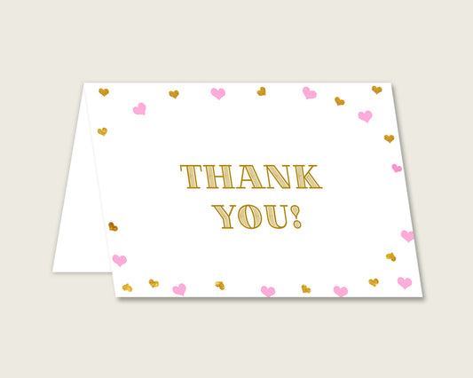 Thank You Card Baby Shower Thank You Card Hearts Baby Shower Thank You Card Baby Shower Hearts Thank You Card Pink Gold pdf jpg party bsh01