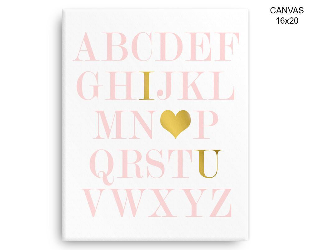 Alphabet Print, Beautiful Wall Art with Frame and Canvas options available Nursery Decor