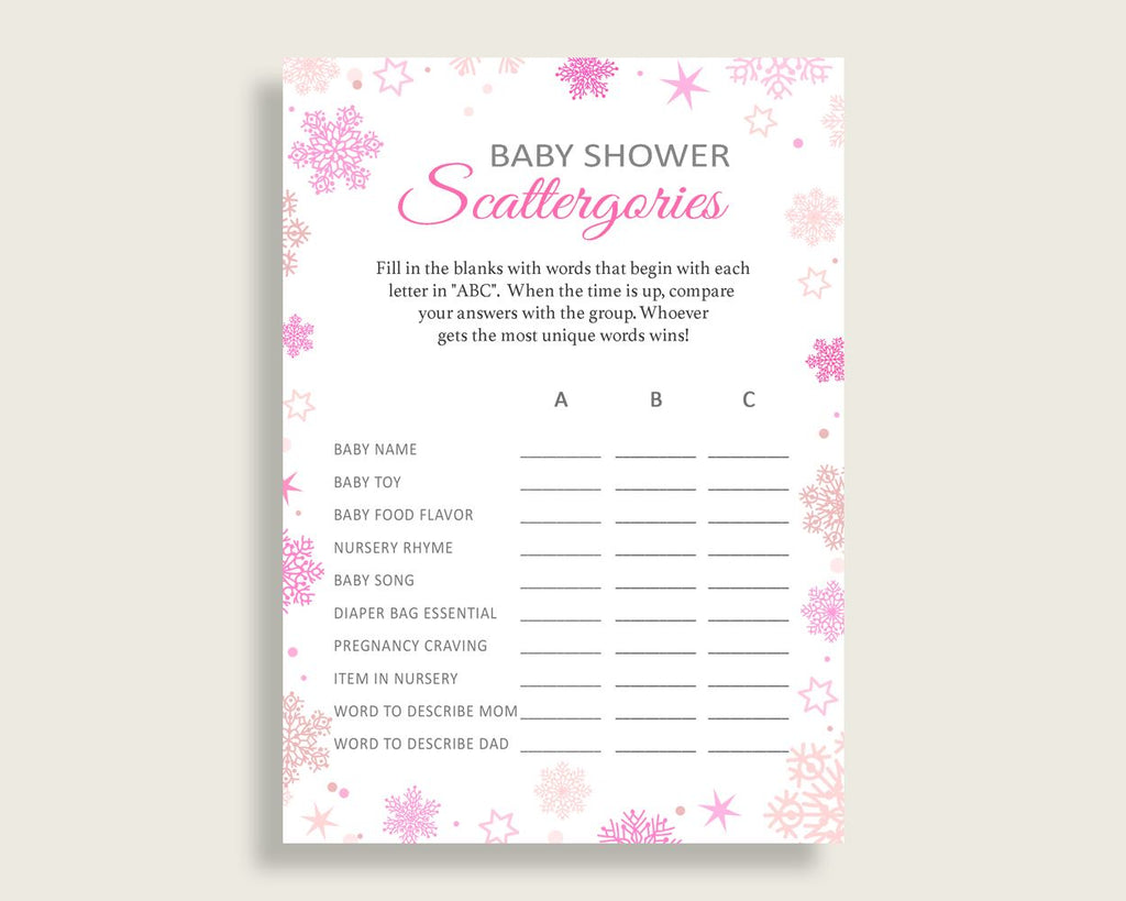 Scattergories Baby Shower Scattergories Winter Baby Shower Scattergories Baby Shower Girl Scattergories Pink White pdf jpg prints 74RVX - Digital Product