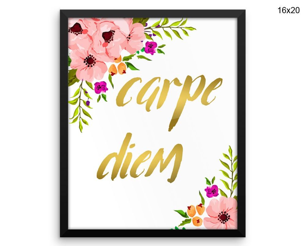 Carpe Diem Print, Beautiful Wall Art with Frame and Canvas options available Motivation Decor