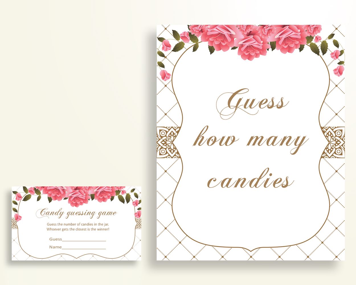 Candy Guessing Baby Shower Candy Guessing Roses Baby Shower Candy Guessing Baby Shower Roses Candy Guessing Pink White party décor U3FPX - Digital Product