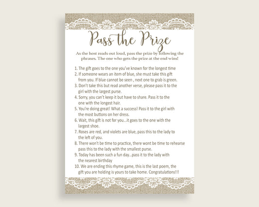 Pass The Prize Bridal Shower Pass The Prize Burlap And Lace Bridal Shower Pass The Prize Bridal Shower Burlap And Lace Pass The Prize NR0BX