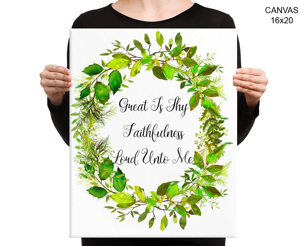 Faithfulness Print, Beautiful Wall Art with Frame and Canvas options available Floral Wreath Decor