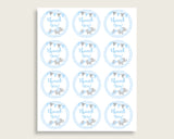 Elephant Baby Shower Round Thank You Tags 2 inch Printable, Blue Grey Favor Gift Tags, Boy Shower Hang Tags Labels, Digital File ebl02
