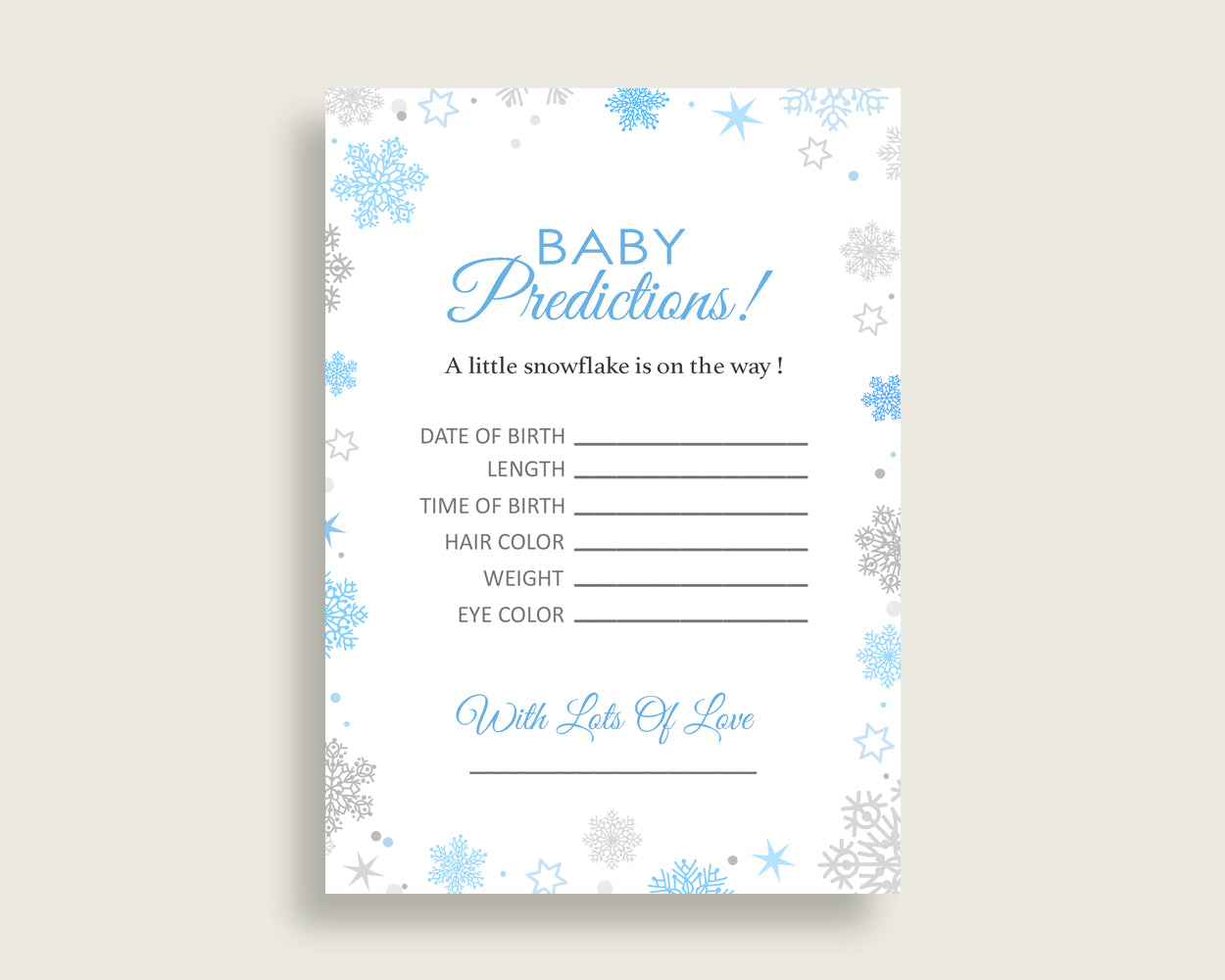 Baby Predictions Baby Shower Baby Predictions Snowflake Baby Shower Baby Predictions Blue Gray Baby Shower Snowflake Baby Predictions NL77H