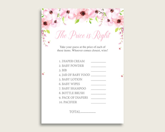 Pink Green The Price Is Right Game, Flower Blush Baby Shower Girl Activity, Guess The Price Game Printable, Instant Download, VH1KL