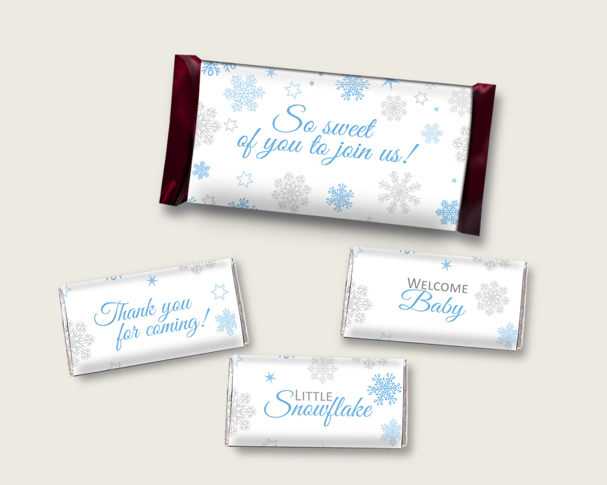 Candy Wrappers Baby Shower Hershey Wrappers Snowflake Baby Shower Candy Wrappers Blue Gray Baby Shower Snowflake Hershey Wrappers NL77H