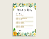 Green Yellow Wishes For Baby Cards & Sign, Tropical Baby Shower Gender Neutral Well Wishes Game Printable, Instant Download, Popular 4N0VK