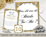 Gold And Yellow Glittering Gold Bridal Shower Theme: How Old Was The Bride To Be - how old was bride, gold shower, digital download - JTD7P - Digital Product